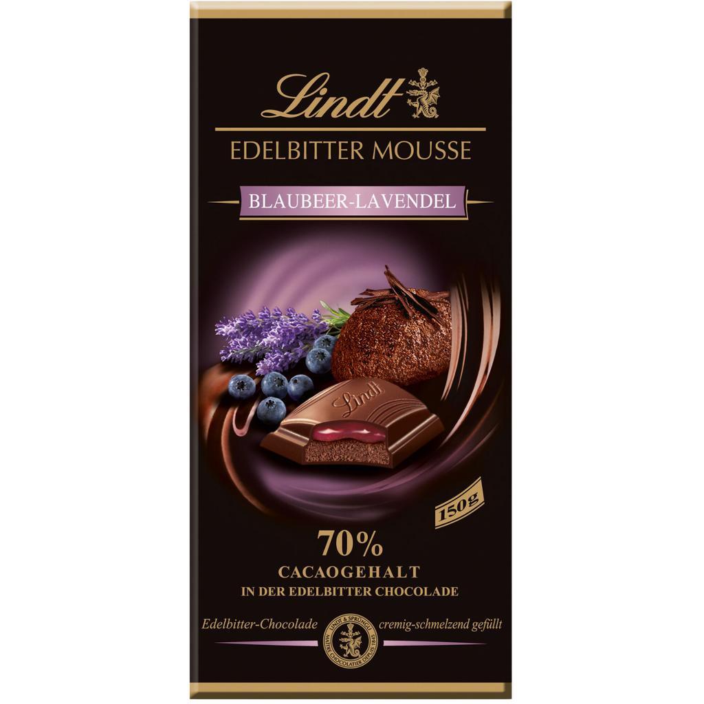 Lindt 70 Dark Blueberry & Lavender Mousse 150g Bar Chocolate