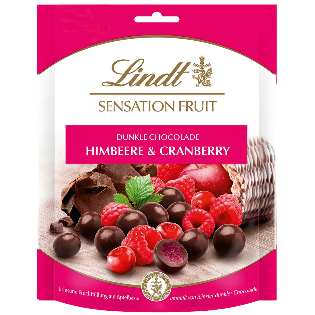 Lindt Sensations Raspberry & Cranberry Chocolate Covered Fruit (150g
