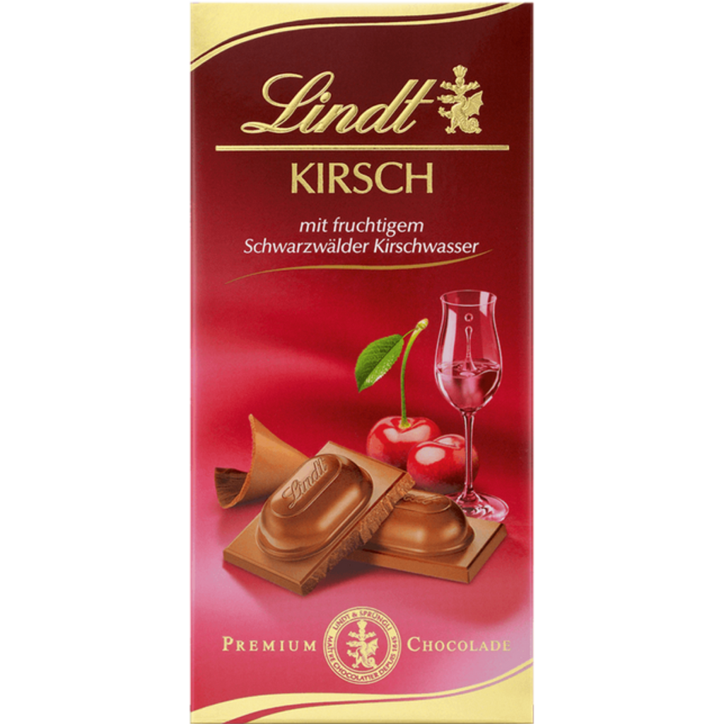 Lindt Kirsch Milk Chocolate 100g Bar Chocolate Emporium 0110