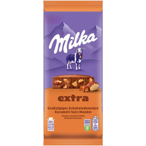 Milka Extra | Caramel Salty Almond Milk Chocolate | 190g Bar
