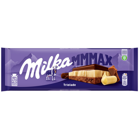 Milka Mmmax | Triolade Milk Dark White Chocolate | 300g Large Bar