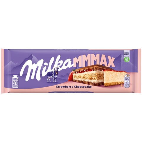 Milka Mmmax | Strawberry Cheesecake Milk Chocolate | 300g Large Bar