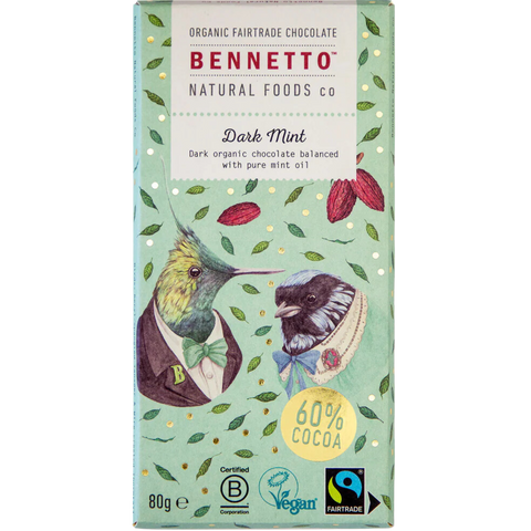 Bennetto | Mint Dark Chocolate Bar | 80g | Vegan