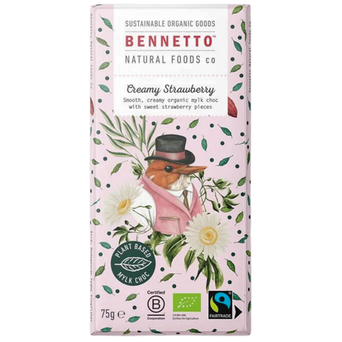Bennetto | Creamy Strawberry Milk Chocolate Bar | 80g | Vegan