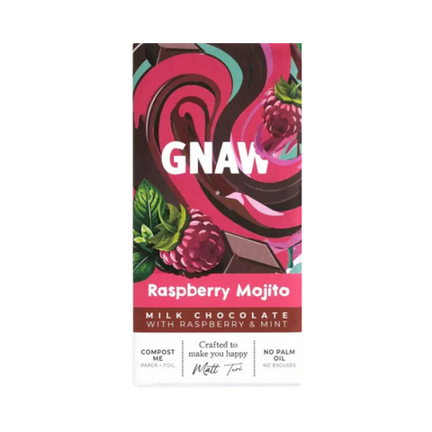 Gnaw | Raspberry Mojito Milk Chocolate Bar | 80g