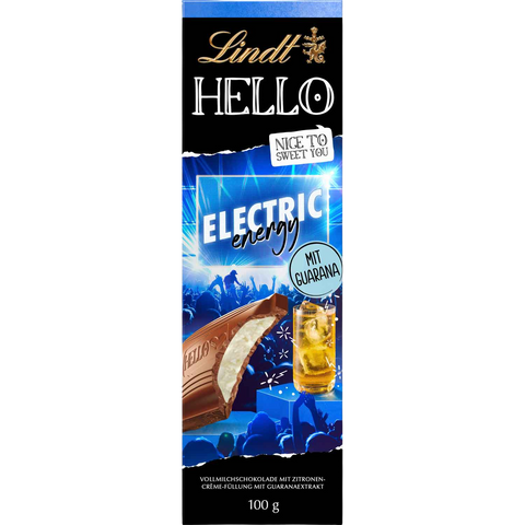 Lindt Hello Electric Energy Milk Chocolate Bar | 100g | BB End Jan 26