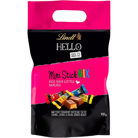 Lindt Hello Milk Chocolate Mix | 4 varieties | 900g Bag