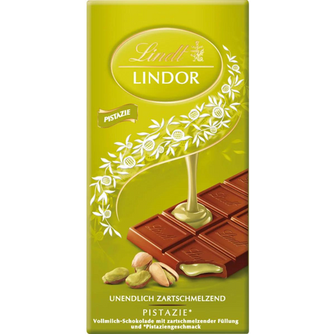 Lindt Lindor | Pistachio Milk Chocolate | 100g Bar | BB End Jan 26