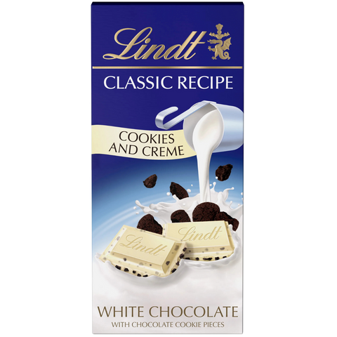 Lindt Classic Recipe Cookies & Cream White Chocolate Bar | 100g Bar