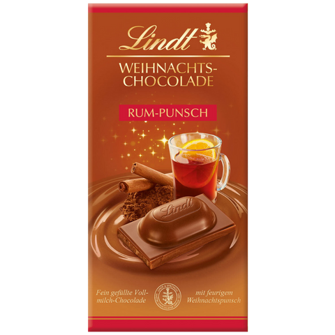 Lindt Christmas Spiced Rum Punch Milk Chocolate Bar (100g)