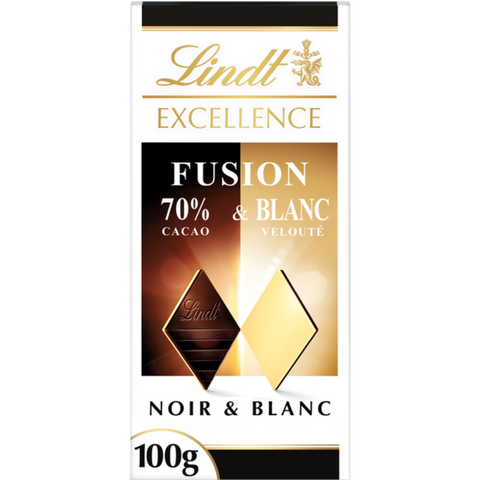 Lindt Excellence | Fusion 70% Dark & White Chocolate | 100g Bar