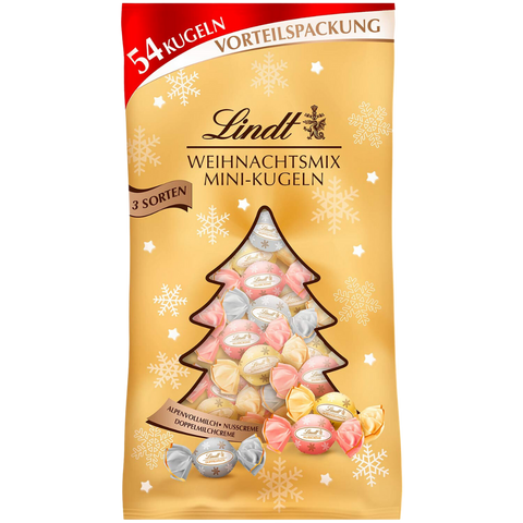 Lindt Mini Christmas Balls | 3 varieties | 54 balls (268g Bag)