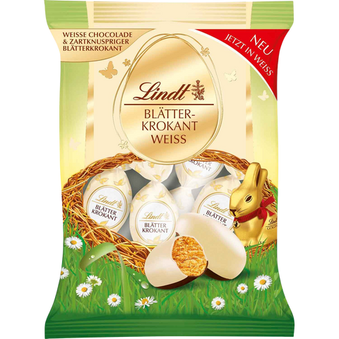 Lindt | Toffee Hazelnut Brittle White Chocolate Eggs | 85g Bag | BB End July 26