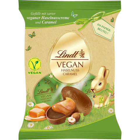 Lindt | VEGAN Hazelnut Caramel Eggs | 90g Bag