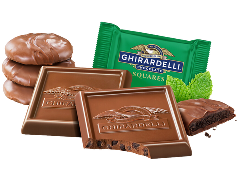 Damaged Mint Cookie Milk Chocolate Ghirardelli Squares (10)