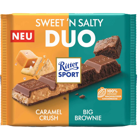 Ritter Sport Duo | Sweet 'n Salty Caramel & Brownie Milk Chocolate | 218g