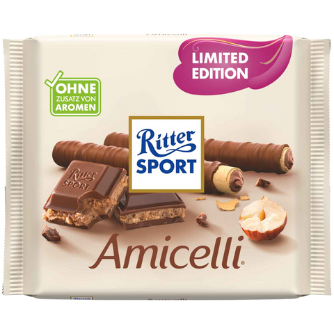 Ritter Sport | Amicelli Hazelnut Wafer Milk Chocolate Bar | 100g