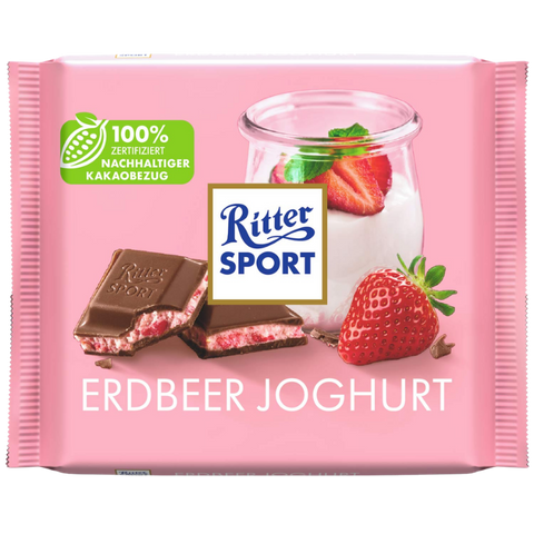Ritter Sport | Strawberry Yoghurt Milk Chocolate Bar | 100g