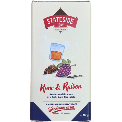 Stateside | Rum & Raisin Dark Chocolate Bar | 90g