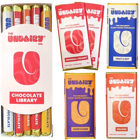 The Undairy Co | Chocolate Library Milk Chocolate Collection | 5 Bars | Vegan