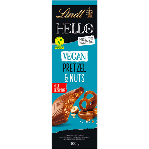 Lindt Hello VEGAN Pretzel & Nuts Milk Chocolate Bar | 100g