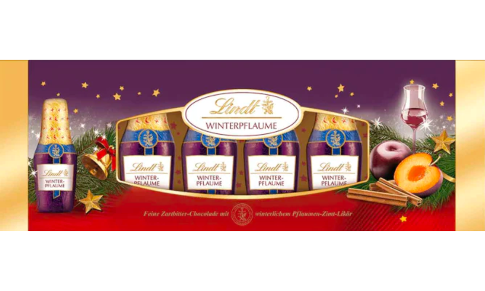 Lindt Winter Plum Dark Chocolate Liqueur Bottles (132g) Chocolate