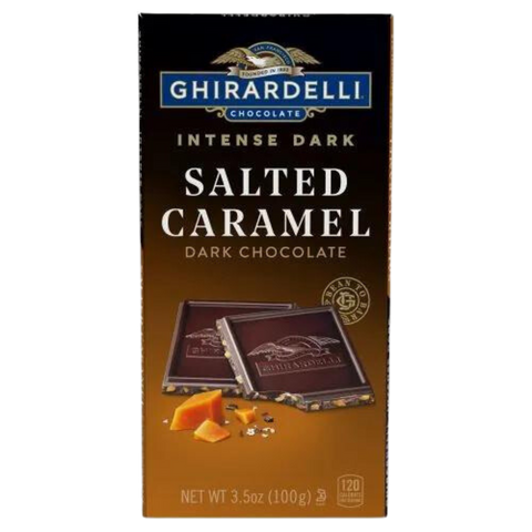 Ghirardelli Salted Caramel Intense Dark Choc Bar 100g BB End March 24