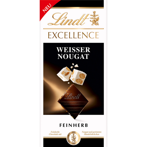 Lindt Excellence White Nougat Dark Chocolate - 100g Bar